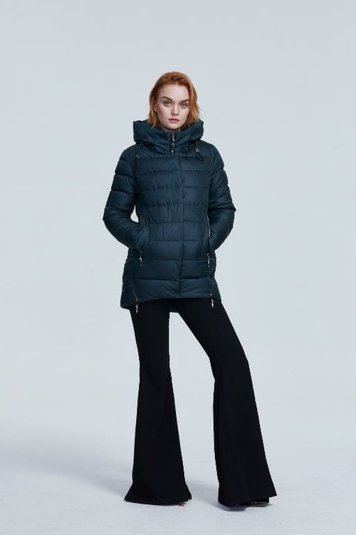 Women's warm puffer jacket with hood