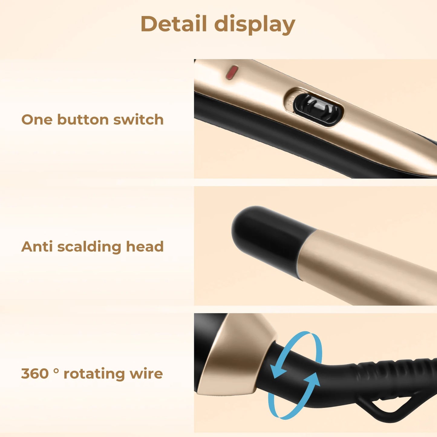 Tapered Ceramic Curling Wand 3/4 Inch